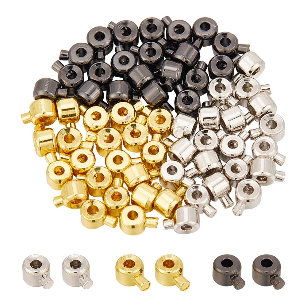 Arricraft Quetschperlen Aus Messing – 60 Stück, 3 Farben (Gold, Silber, Rot), 4 X 3 Mm, Für DIY-Schmuck, Armbänder & Halsketten