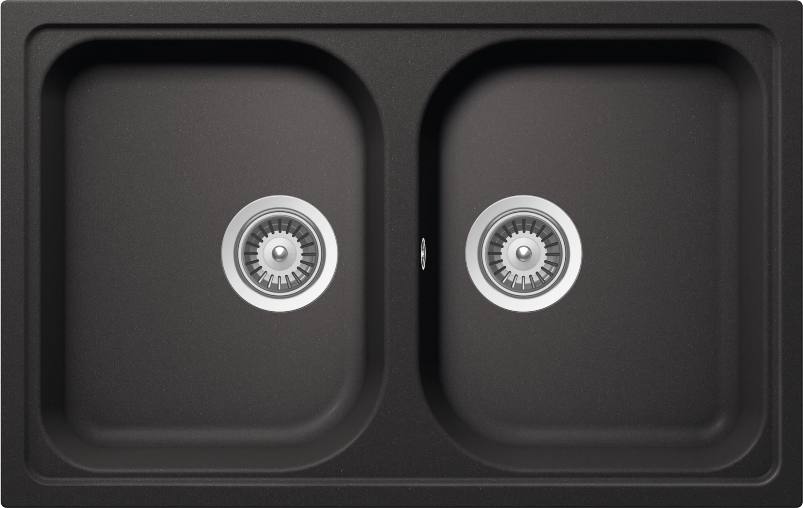 SCHOCK | Lavello Cucina Lithos N200S 2 Vasche Small, Materiale Cristalite®, Nero Assoluto, 790x500mm