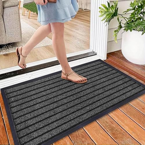 Cozy Haven Rubber Doormat – Outdoor & Indoor Heavy Duty Washable Non-Slip Doormat for Kitchen Garden, Inside & Outside Floor Mats, Waterproof and Dirt Trapper Entrance Doormats (50x90 cm, Grey)