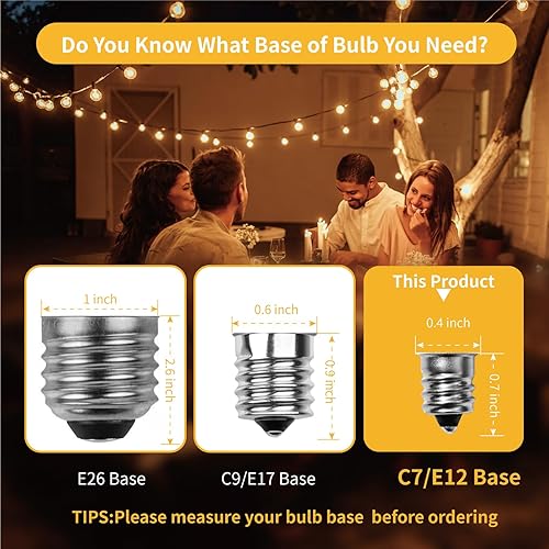 Miniatura 6 de ST38 - Bombillas LED de repuesto, bombillas LED inastillables de 1.5 pulgadas para tiras de luces al aire libre, 1 vatio equivalente a bombillas