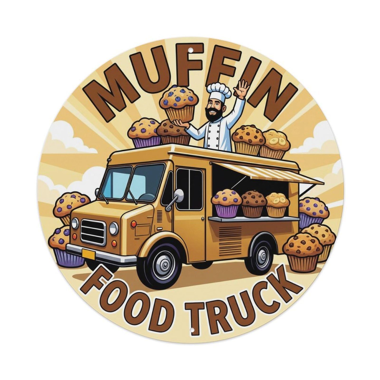 England Muffin Food Truck Vintage Chef Artwork Metal Tin Sign