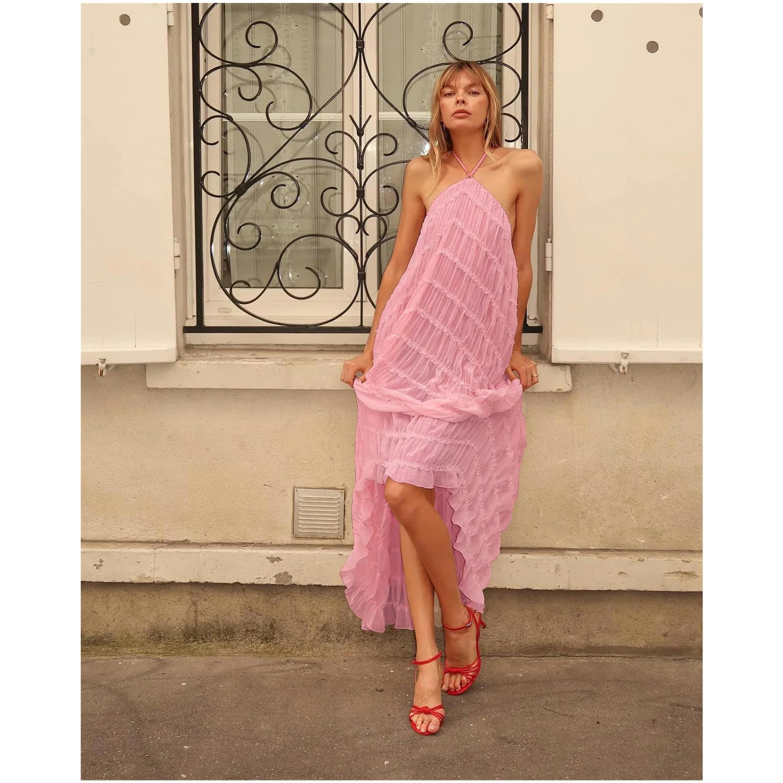 Gonne da Donna Vacanza Elegante Abito da Festa per Spiaggia Long Abito Estate Casual Halter Multi-Wear Dress per Donne Abito A-Line Sciolto