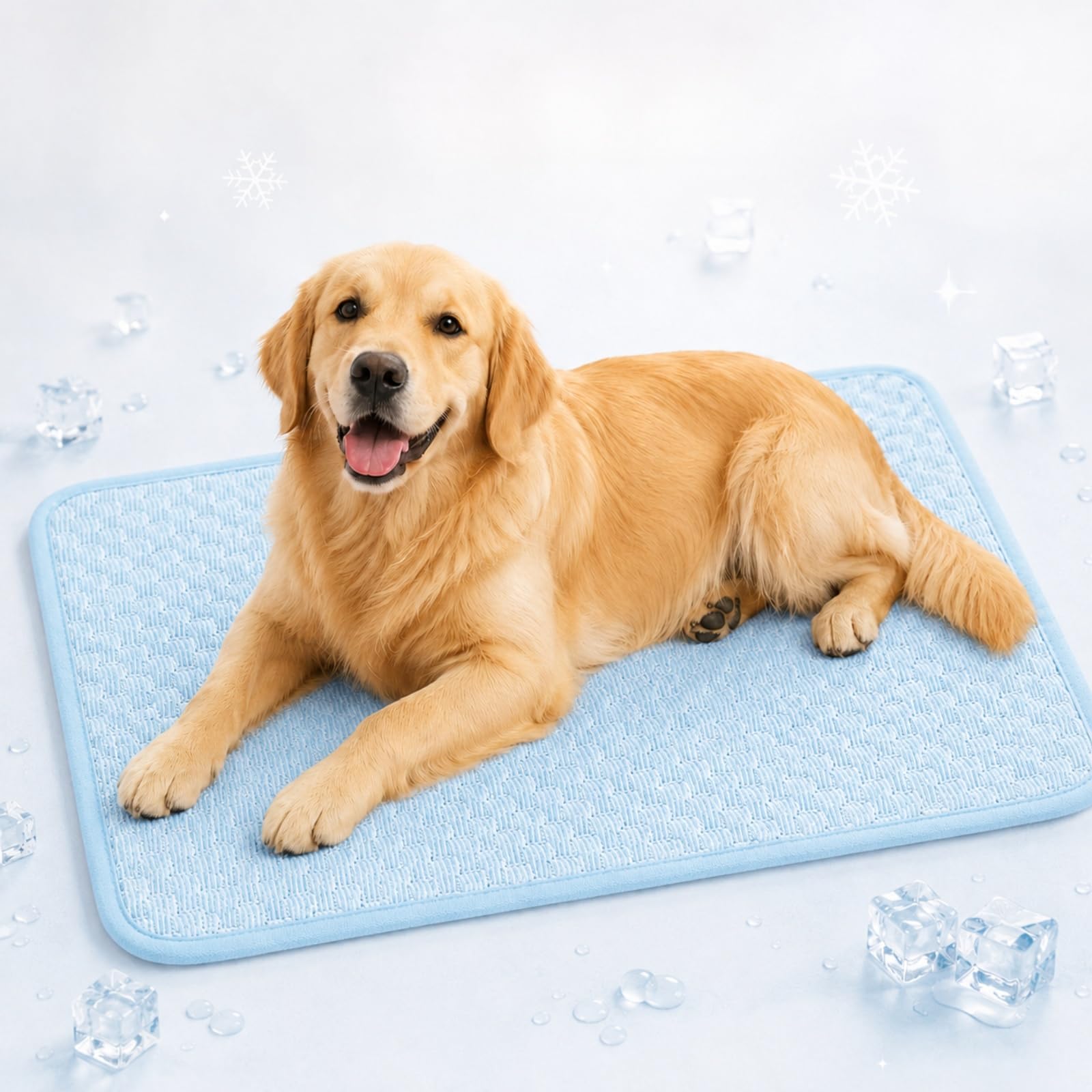 Topzywlc Dog Cooling Mat, Washable Cooling Mat for Dogs & Cats, Soft 3D Massage Bumps Pet Cool Mat with Non-slip Mesh Bottom, Ice-Silk Polyester Material Summer Pet Sleeping Mat (Blue, M) โ image 1