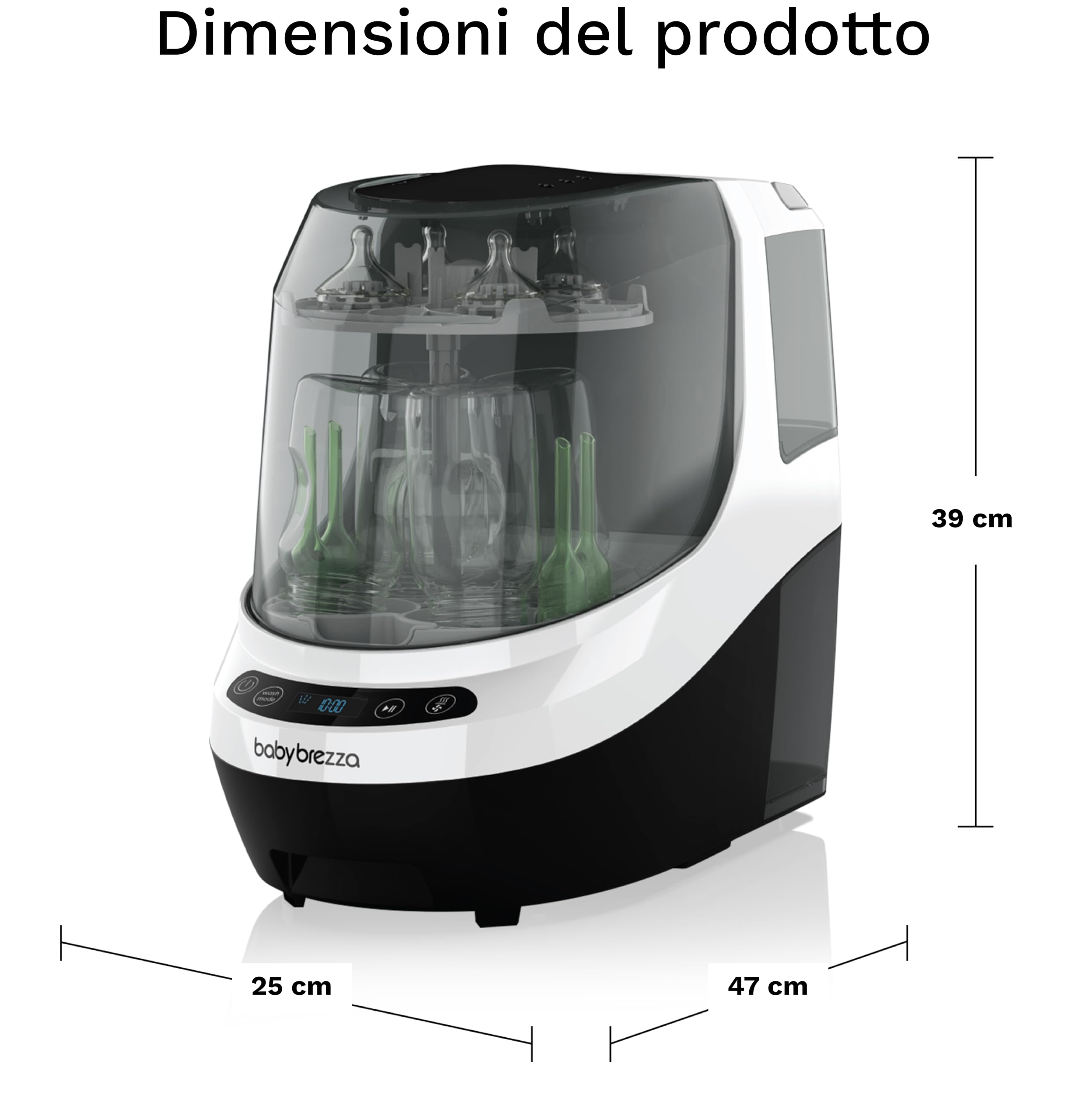 Baby Brezza Bottle Washer Pro: Lavabiberon ecologico, multifunzione, Sterilizzatore automatico con Lavaggio e Asciugatura per Biberon, Tettarelle e Accessori per Neonati - Pulizia senza spazzole