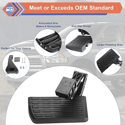 Miniatura 4 de ZONFANT Upgrade Rear Bed Step, Retractable Bumper Side Trunk Tailgate Step Compatible with 2009-2018 Dodge Ram 1500 2500 3500 (Not Compatible with