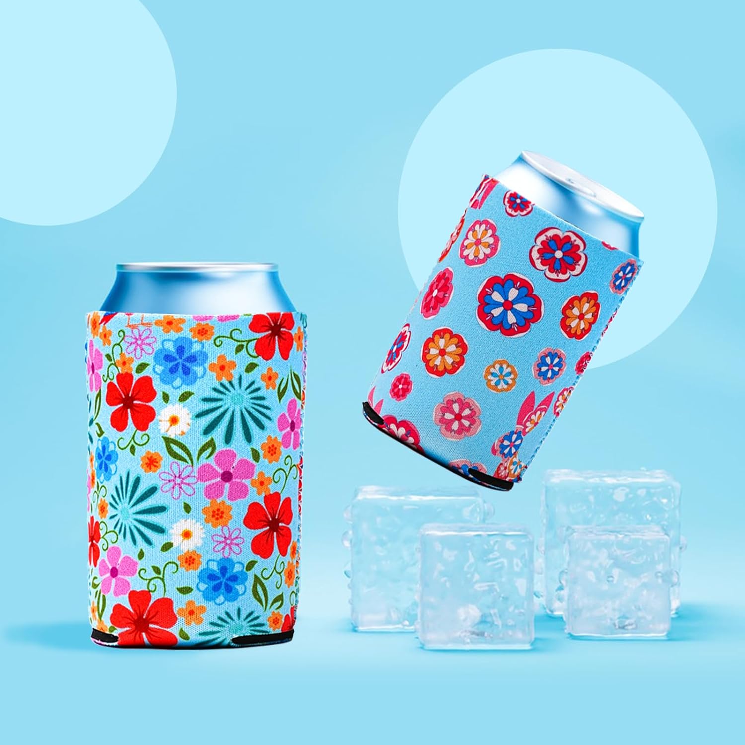 12 Pack Beer Can Coolers Sleeves Neoprene Drink Cooler Sleeves,for Standard 12 Ounce Cans Beer Coolers for Parties, Events or Gift (Small floral style) - Image 6