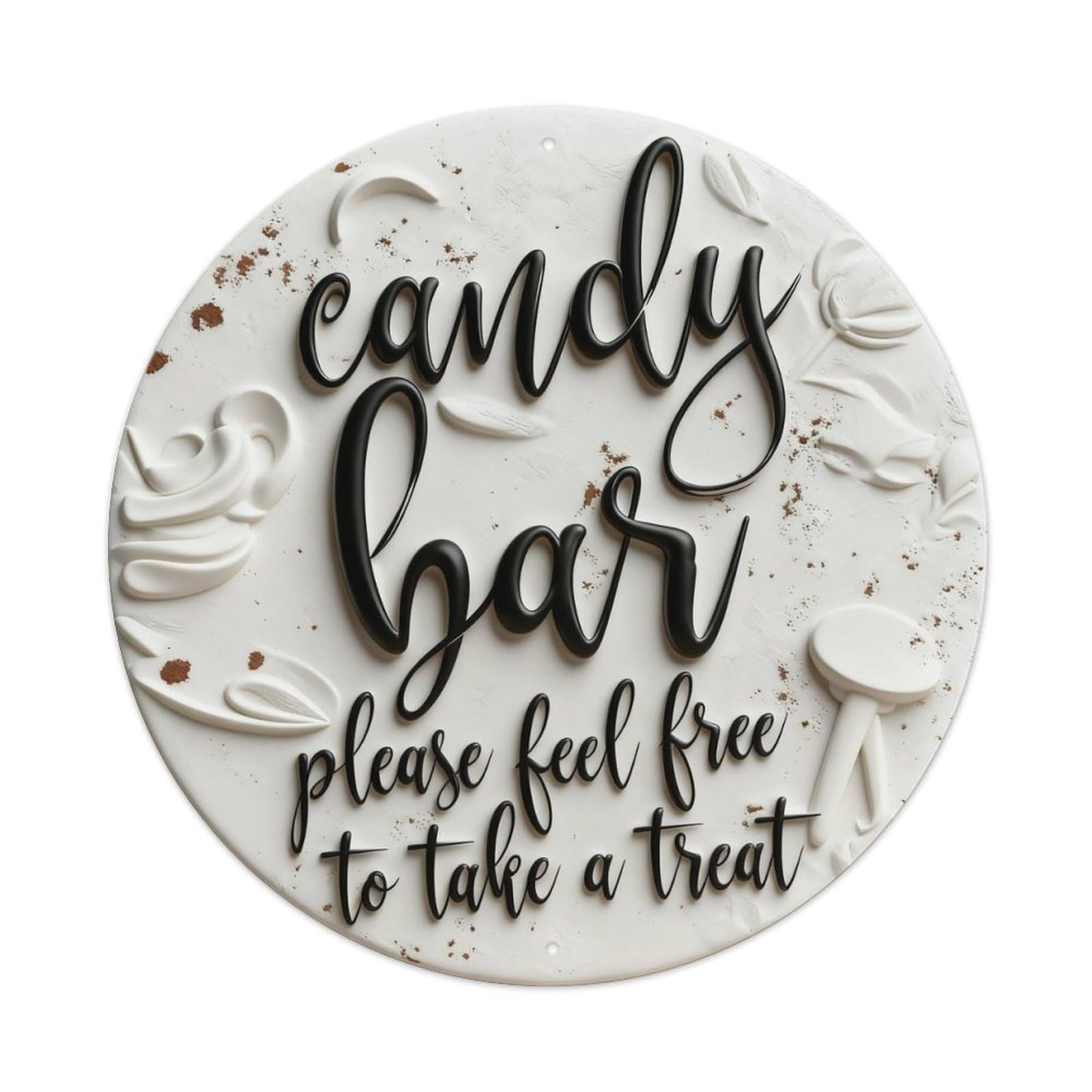 Candy Bar Sign Print Round Metal Tin Sign Vintage Wall Decor, Bar Garage Cafe Kitchen Home Wall Art Poster 8x8inches