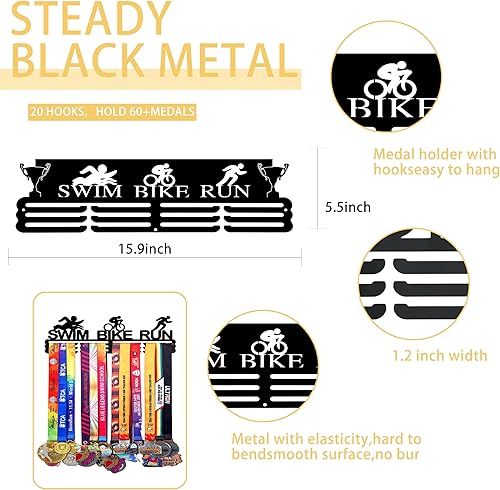 Vista 142 de Goutoports Estante de exhibición para colgar medallas, organizador personalizado de cinta de premios para corredores de carreras deportivas, placas
