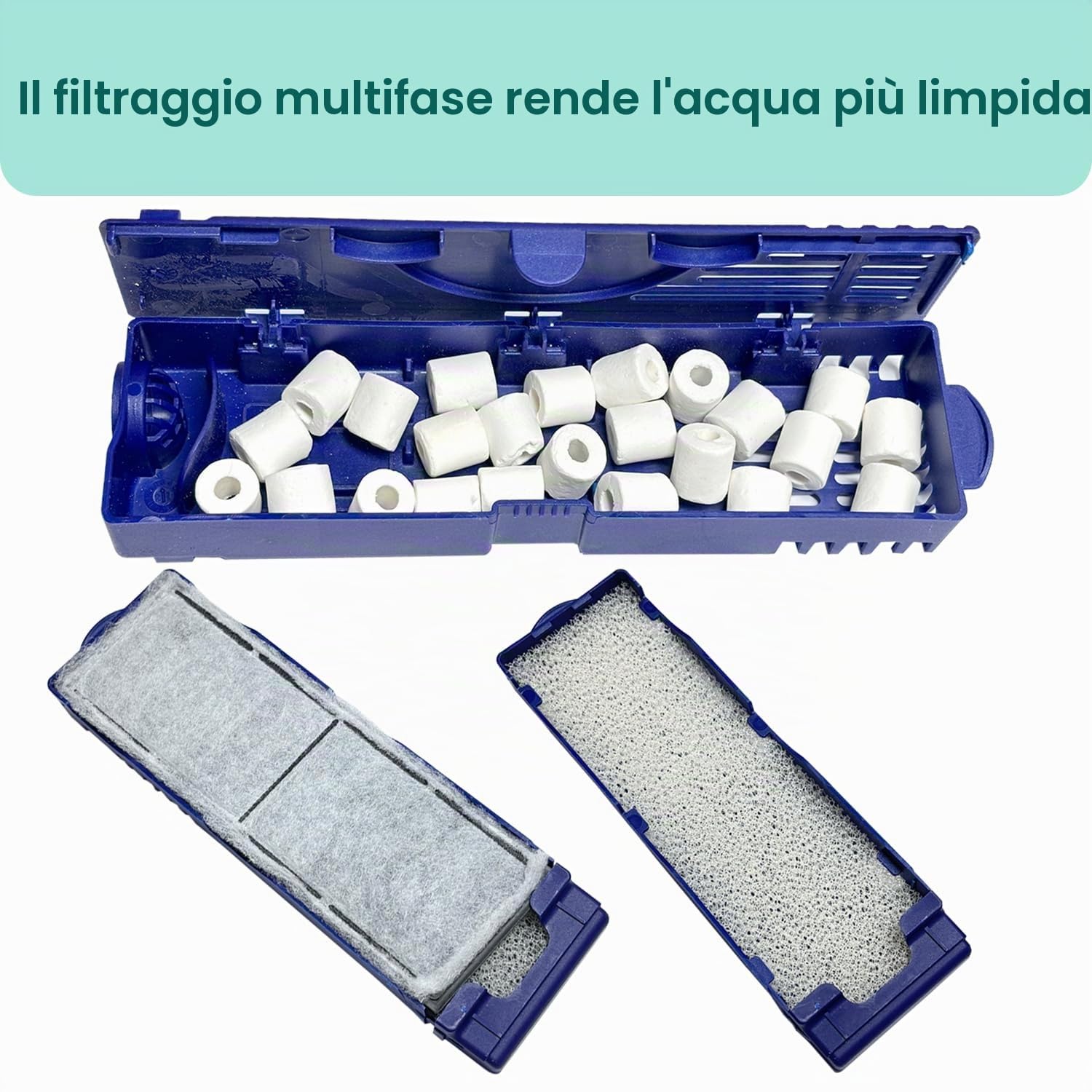 Set di 2 filtri per acquario, compatibili con filtro interno Fluval U3, contiene 4 cuscinetti filtro in schiuma di carbone, 4 filtri in spugna e 1 anello in ceramica, adatto per acquari