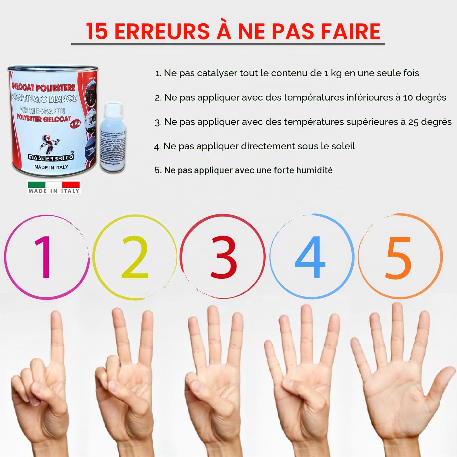 Gelcoat de paraffine blanche pour bateaux en fibre de verre moules camping-car nautique kg 1 avec catalyseur et notice en français
