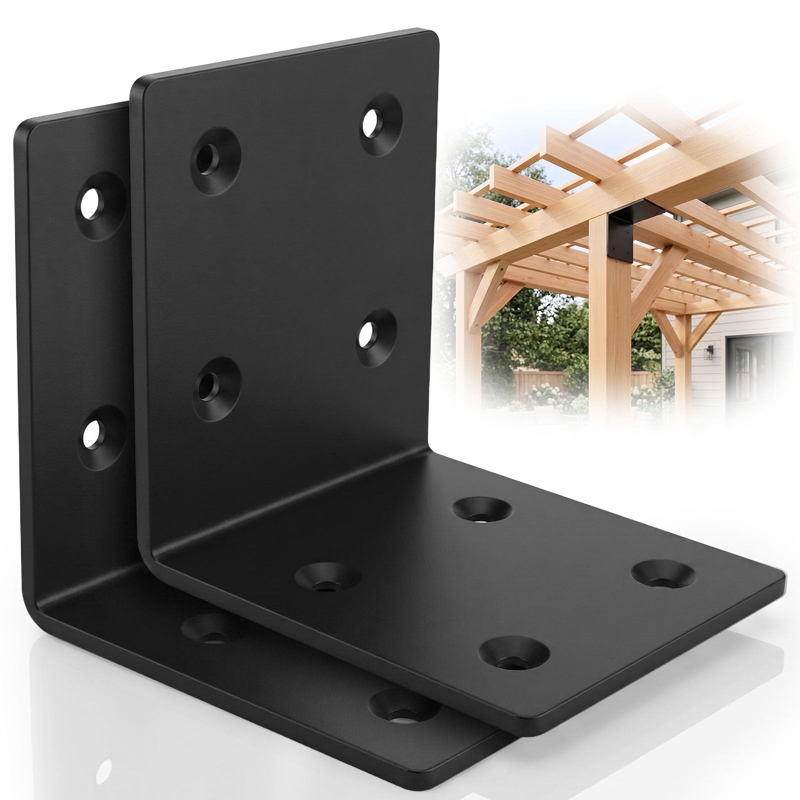Staffa a L resistente, 15,2 x 15,2 x 12,7 cm, 2 pezzi, spessore 6 mm