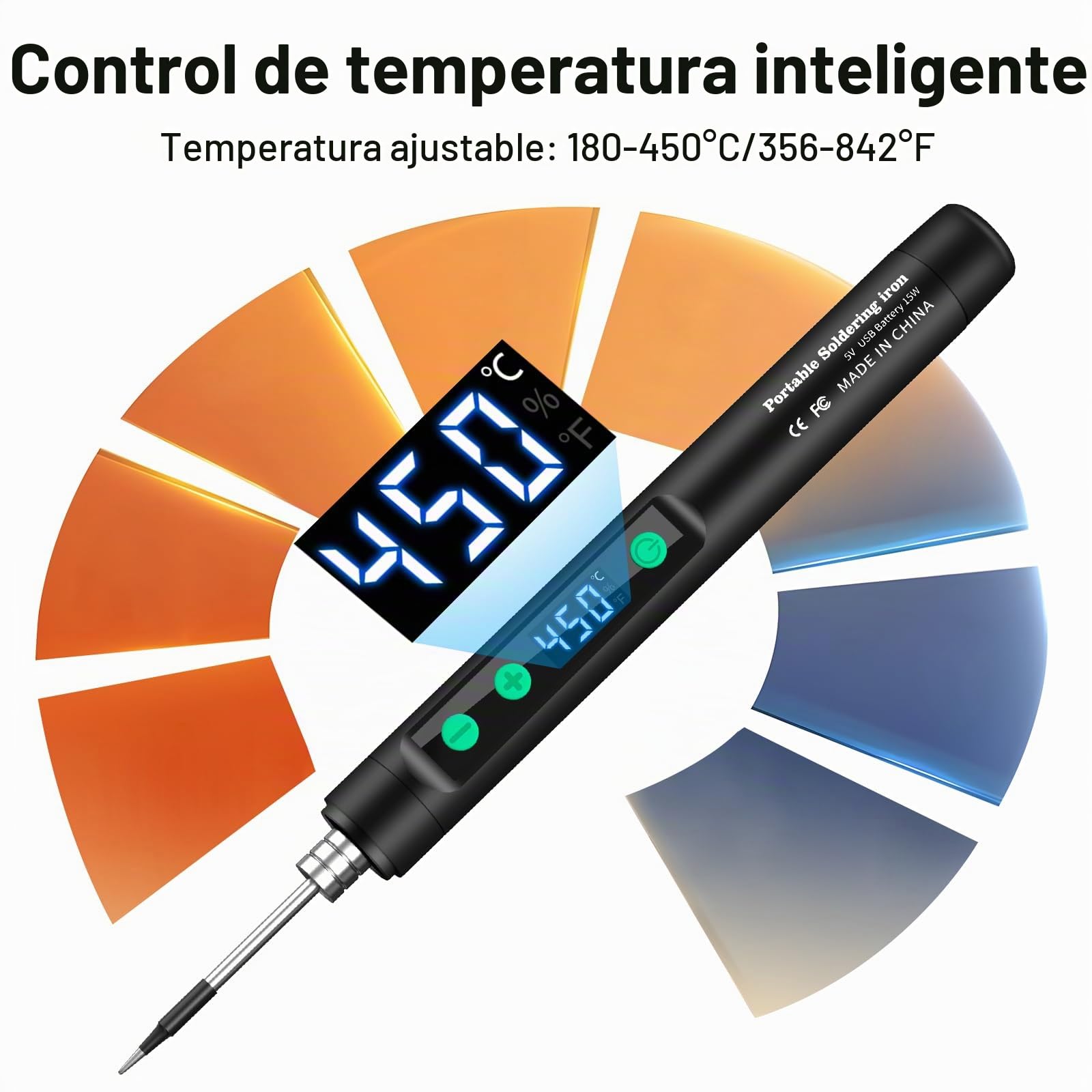 diymore Kit de soldador inalámbrico USB-C con pantalla LCD, temperatura ajustable de 180 ℃ a 450 ℃, bolígrafo de soldadura portátil recargable para reparación de electrónica, proyectos de bricolaje