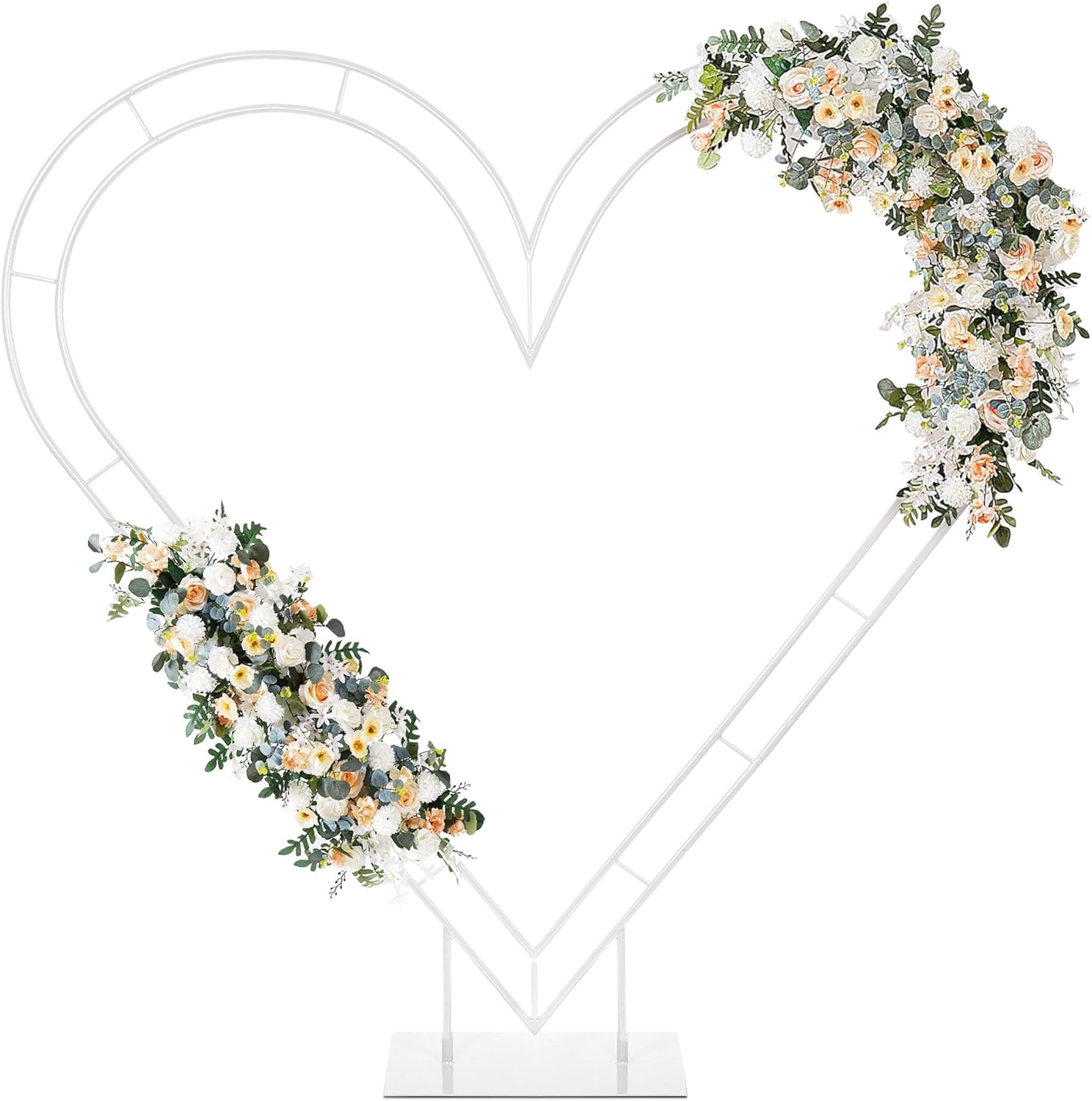 7FT Metal Double Heart Arch Stand for Proposal Heart Balloon Arch Wedding Arch Frame for Ceremony,Valentine's Day,Engagement,Birthday Party Decor (Gold)