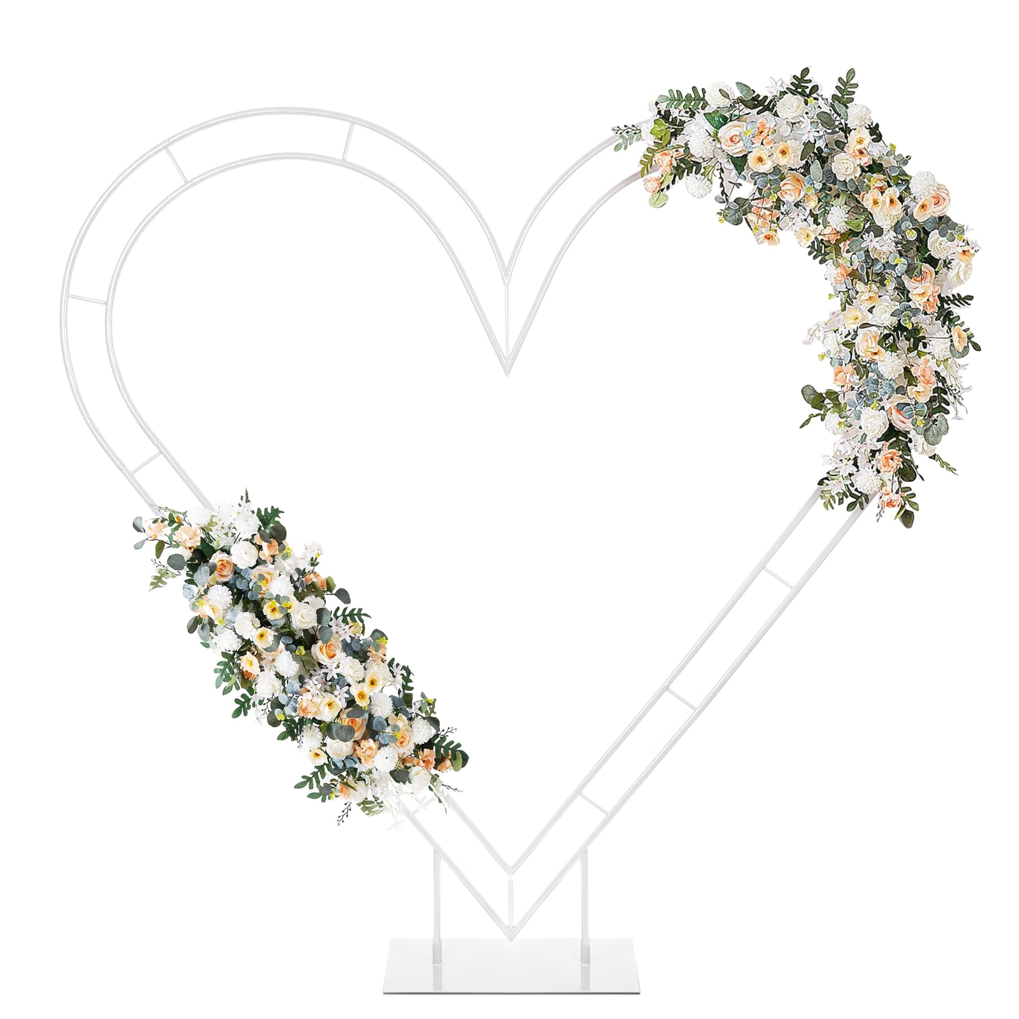 Photo 1 of LEALIBAUSS Heart Arch?7FT Metal Double Heart Shaped Arch for Proposal?White