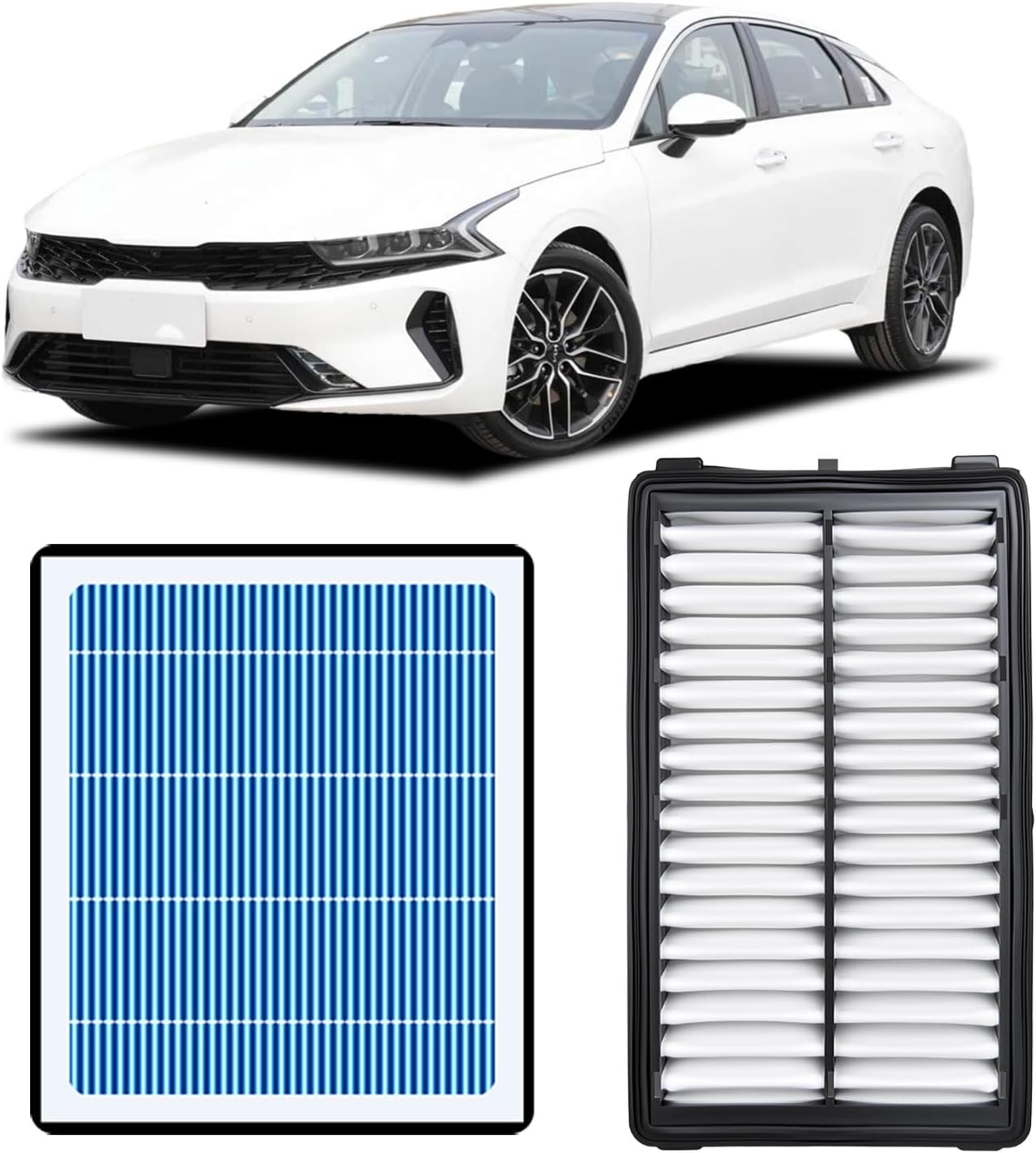 Engine and Cabin Air Filter Compatible with Kia K5 2025 2024 2023 2022 2021 With Activated Carbon,Fits 97133-L0000, 28113-L1000, CF12820, CA12816
