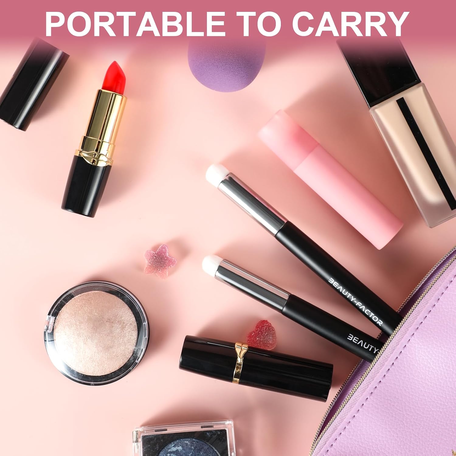 Lip Brush for Smooth Lipstick, Compact and Portable Design with Durable Synthetic Bristles for Even Coverage of Liquid, Cream, and Matte Lip Products