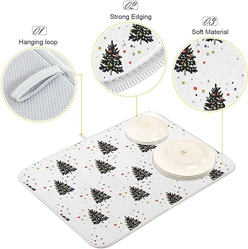 Miniatura 4 de Christmas Fir Trees Dish Mat Washnable Absorbent Kitchen Counter Mat Dish Drainer Mat Tapete Para Cocina 16'' x 18''