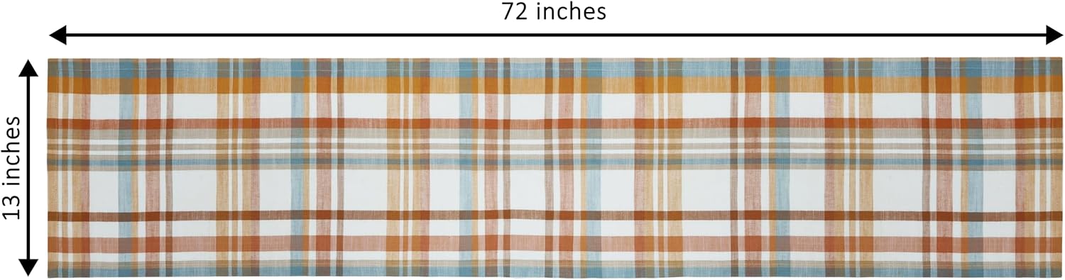 COTTON CRAFT Harvest Plaid Table Runner - 13x72 inches Cotton Tablerunner