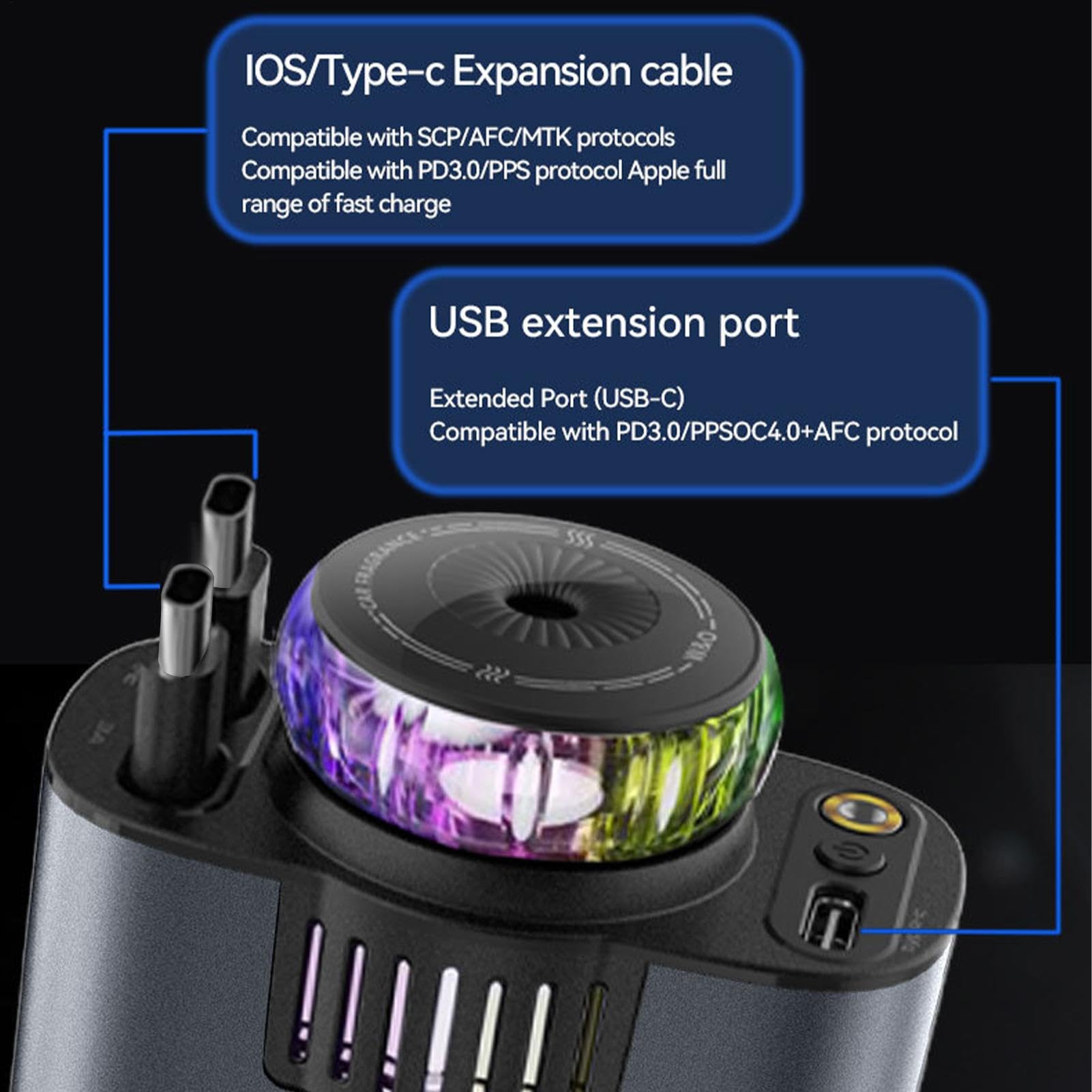 Caricatore 'auto, Caricatore auto CAR CAR USB C 66W Multifunzione a | scomparsa rapida per proiettore di proiettori di stelle per auto rapida, auto diffusore per automobili, guida e viaggi