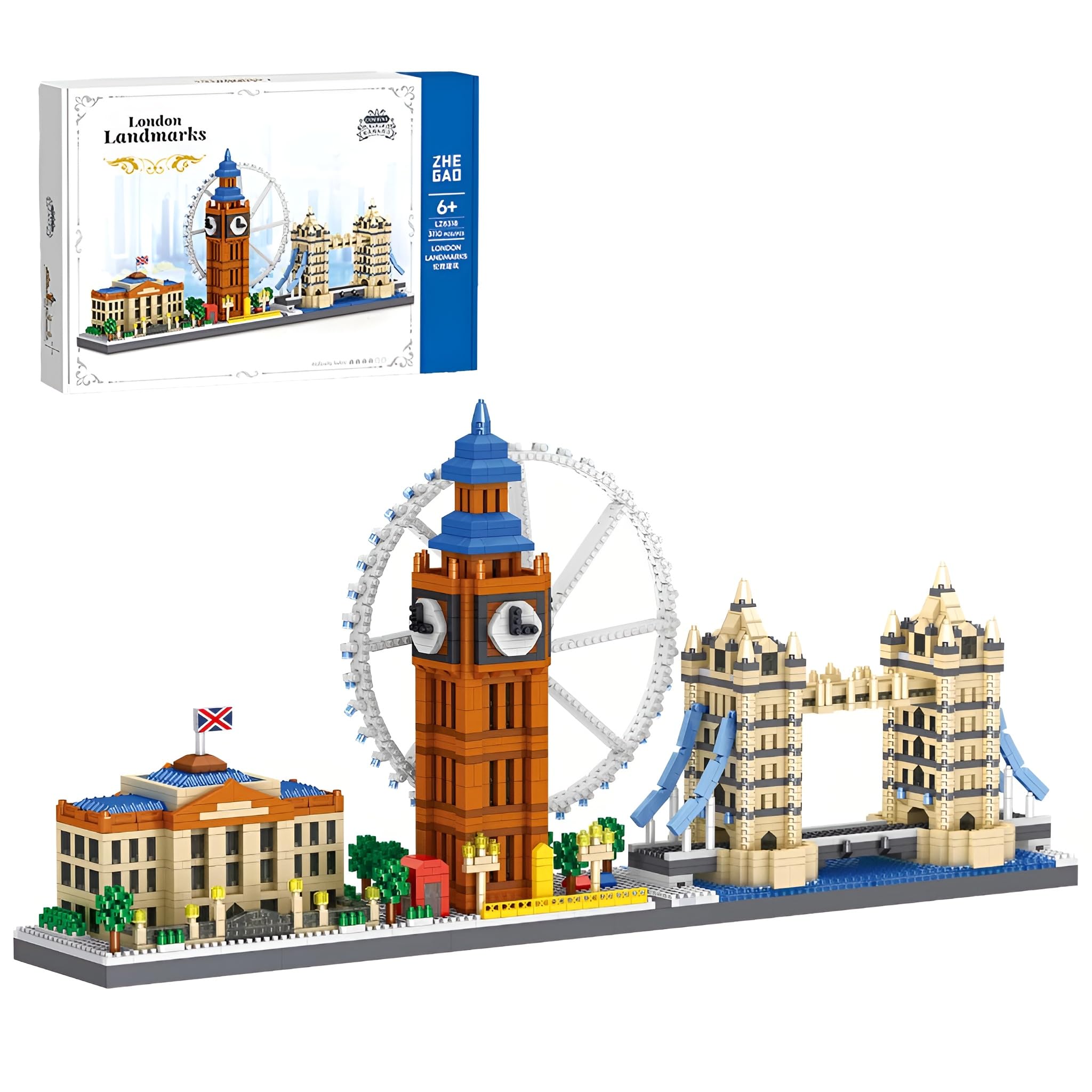 London Skyline Building Blocks Set – 3110PCS City Street View Micro Bricks Kit, Collectible Architecture Model with Big Ben and More, Home Office Decor, Creative Gift for Adult and Advanced Builders