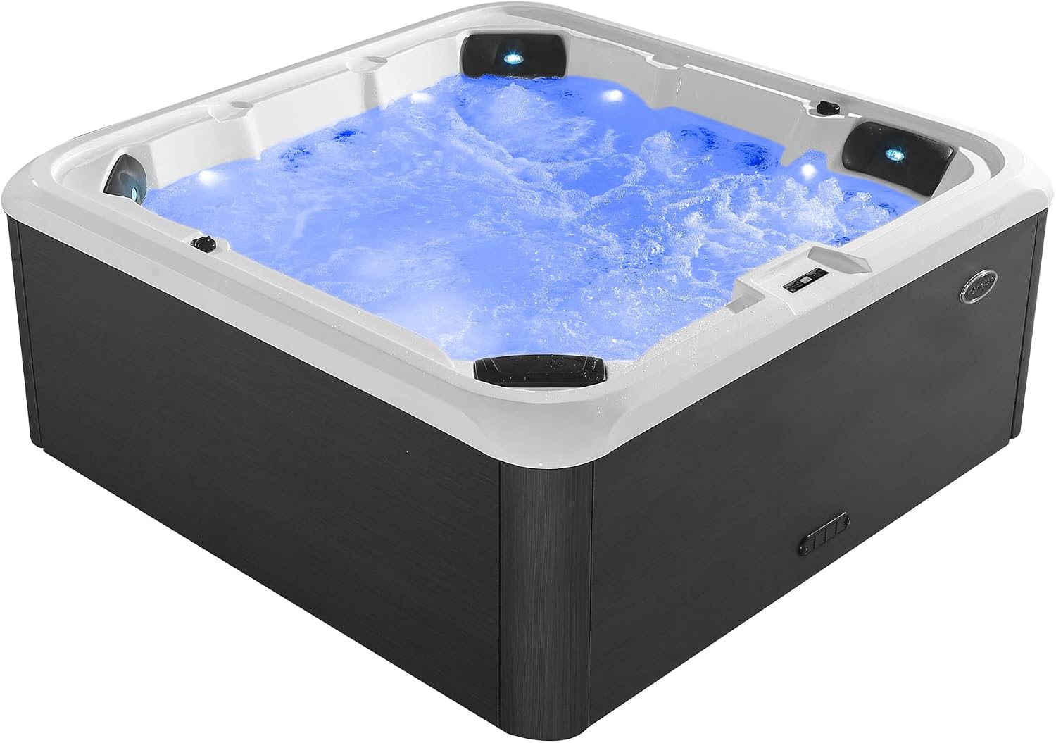 Empava Luxury Outdoor Hot Tub 6 Person Whirlpool Outdoor Spa Tub Freestanding Bathtub, 85IN 36 Jets Massage Square Relaxing Home Garden Hot Tub Spa with LED Lights & Cover, Black