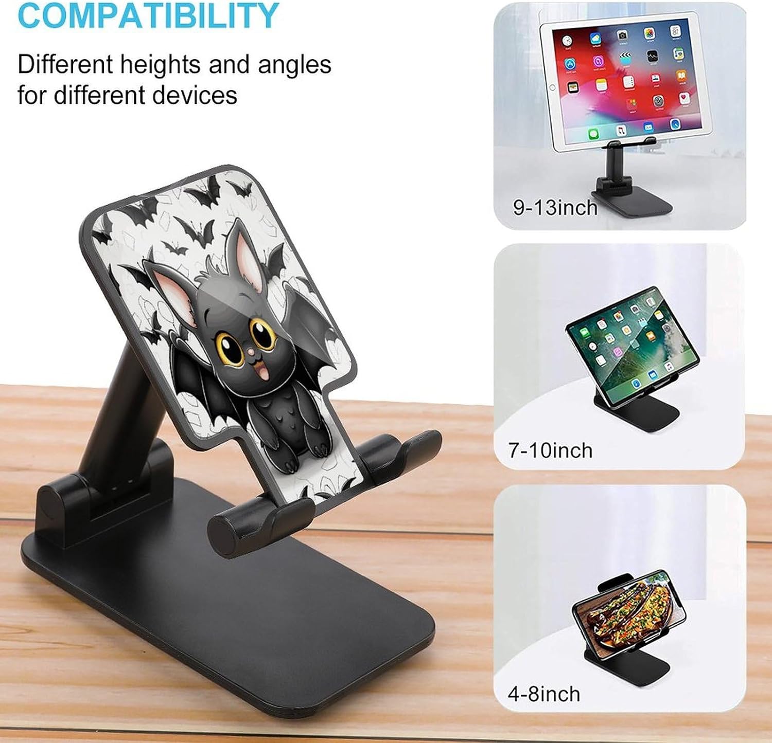Cute Bat Phone Stand Portable Travel, Phone Holder for Desk Compatible with iPhone 17/16/15 Pro Max Air, Cell Phone Stand Adjustable Office Accessories image 3