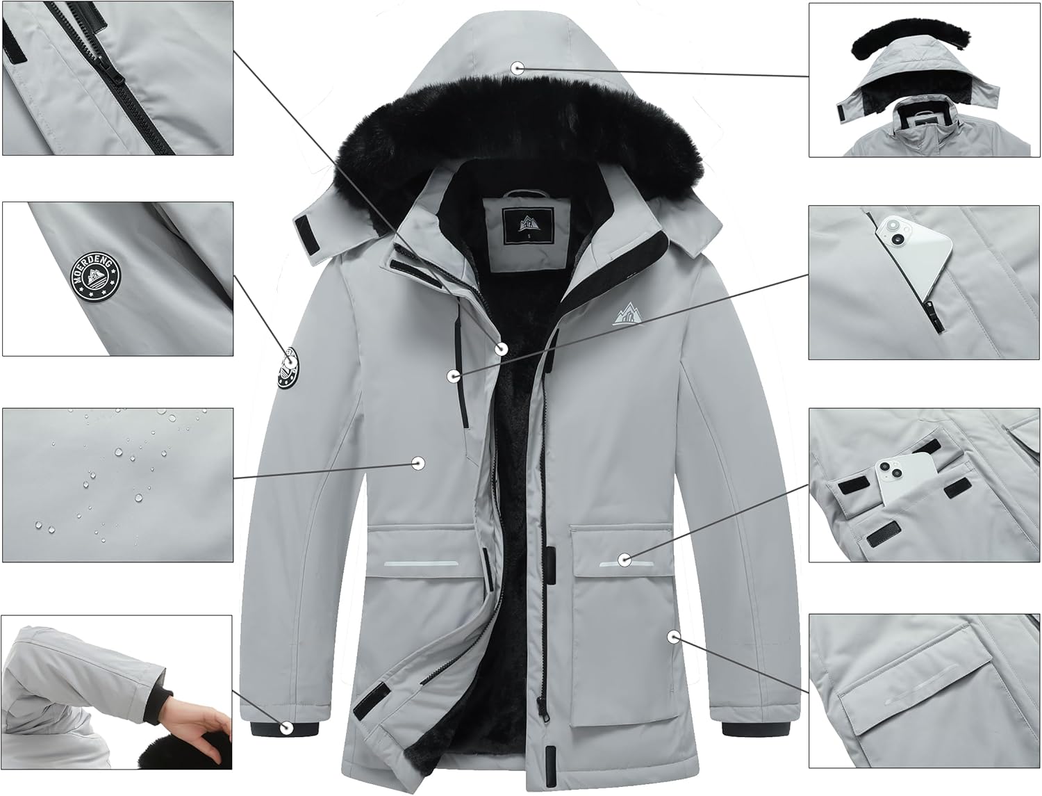 MOERDENG Women's Waterproof Winter Snow Coat Windproof Ski Jacket Hooded Snowboarding Jackets - Image 5