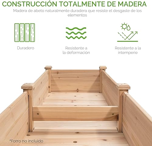 Miniatura 4 de Best Choice Products - Plantador de jardín elevado de 72x24x30 pulgadas, soporte de macetero de madera para jardín trasero, patio, balcón con panel