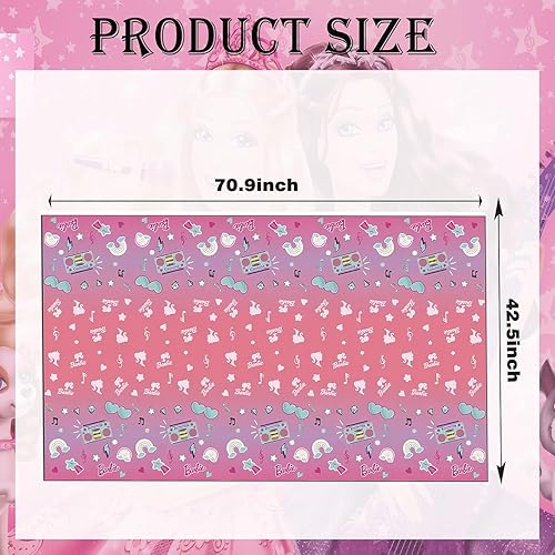 Miniatura 2 de OURVER 2 piezas de suministros para fiesta de cumpleaños de Barbi, decoraciones de fiesta de Barbi, bonito mantel desechable para cumpleaños y