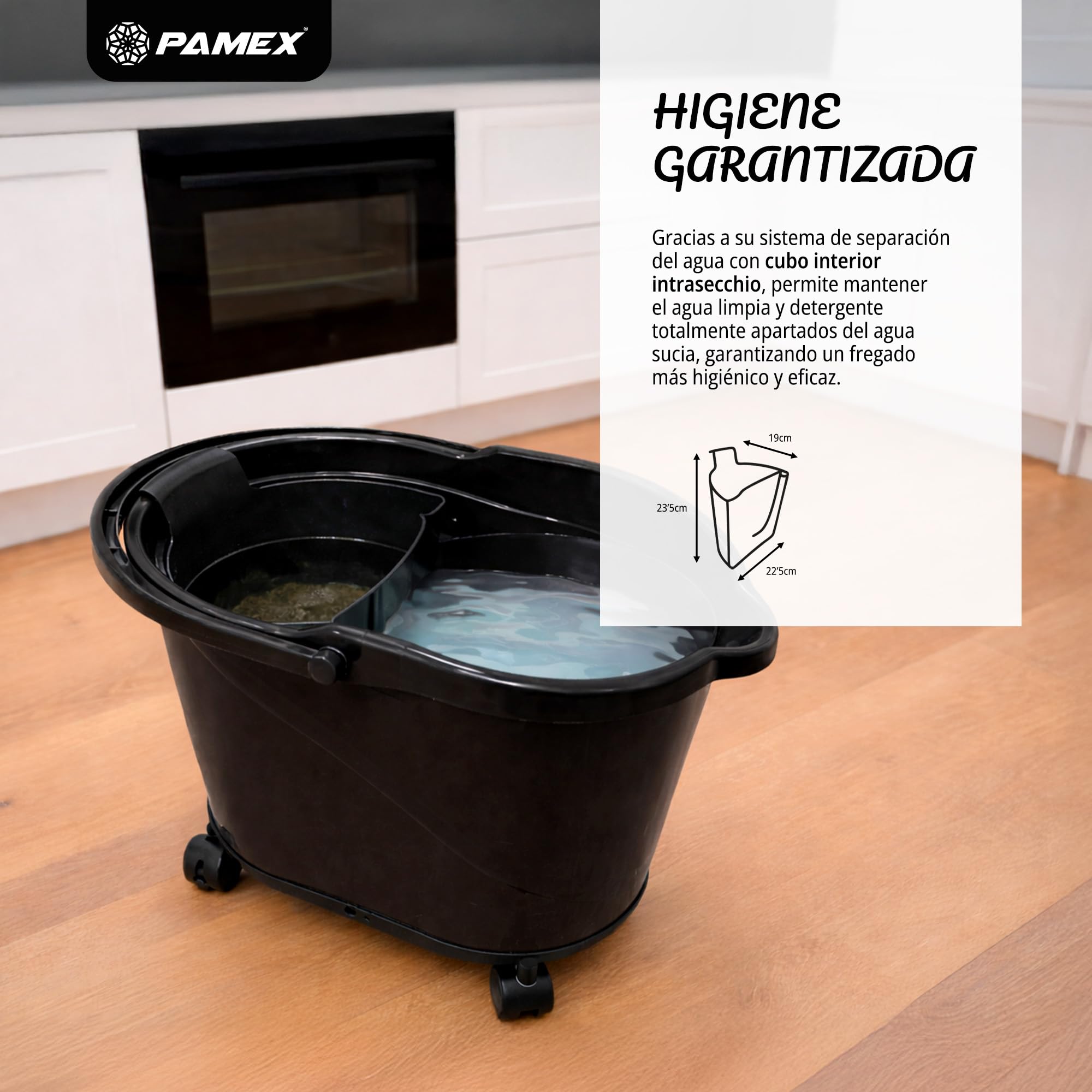 Pamex - Cubo 15l One Intrasecchio con Escurridor y Ruedas - 12 Unidades (Azul)