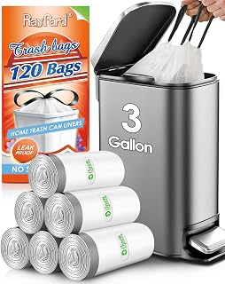 3 Gallon 120 Counts Strong Drawstring Trash Bags Garbage Bags by RayPard, Code C, Small Trash Can Liners for Home Office Kitchen Bathroom Bedroom,White Waste Basket Liners