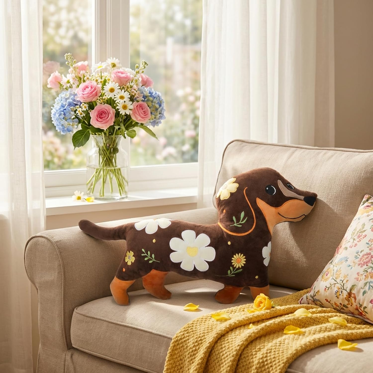 Tian Zhun Dachshund Gifts Weiner Dog Gift Best Dog Mom Gift for Women Dogs Lovers Dachshund Pillow 13.8 x 12.21 Inch Home Decor for Sofa