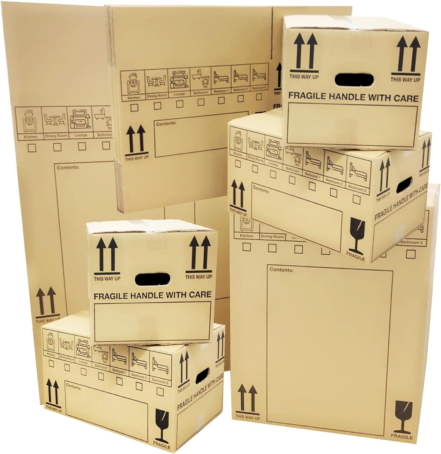 10 Strong Large Cardboard Storage Packing Moving House Boxes with Carry