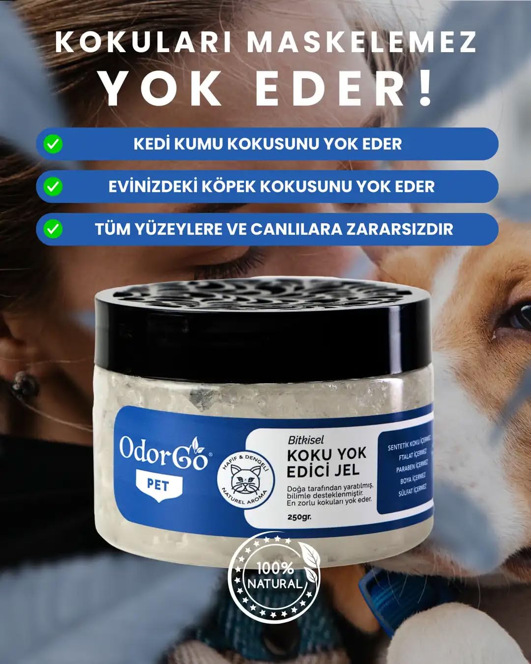 ODORGO Pet Koku Yok Edici Jel 250g – Kedi Kumu Kabı ve Pet Alanları İçin Kalıcı Koku Giderici