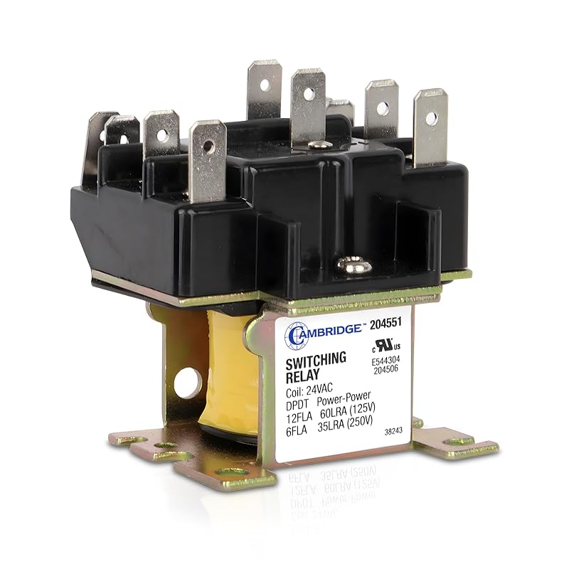 Relé de potência Cambridge DPDT com bobina 24 V, 2NA/2NF, 12 A – Montagem em trilho DIN, 1 unidade