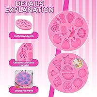 Vista 6 de Juego de 2 moldes de silicona para frutas, molde pequeño para decoración de pasteles, chocolate, dulces, resina, arcilla, mini molde de sandía