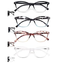 MODFANS Women Reading Glasses 1.5 4 Pair Stylish Ladies Readers with Comfort Spring Hinge Pattern Design Pouch Included