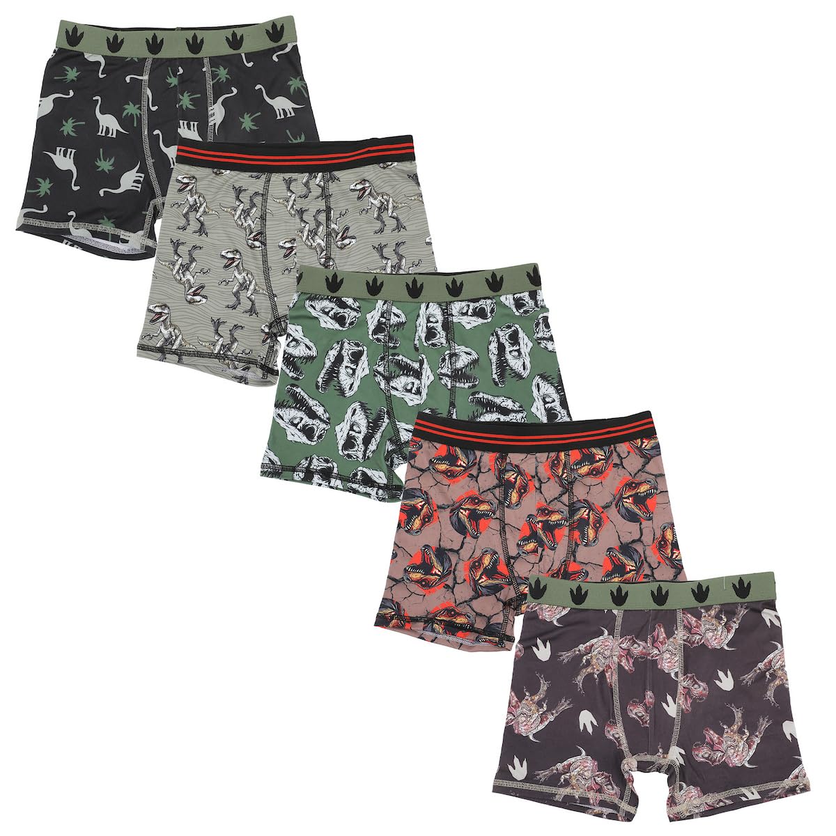 Bioworld Dinosaurs All-Over Print Boys 5-Pack Boxer Briefs