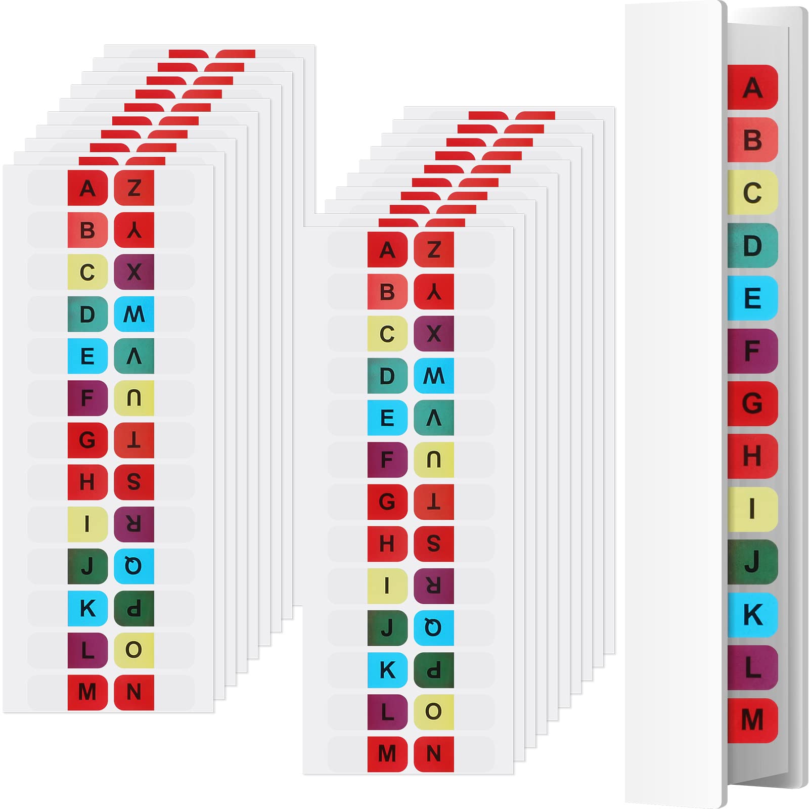520 Pieces Colored Alphabetical Tab Indexes, 20 Sheets Self Adhesive A-Z Alphabet Index Tabs Dividers Waterproof Page Markers Alphabetical File Tabs for Binders Notebook Book Folder