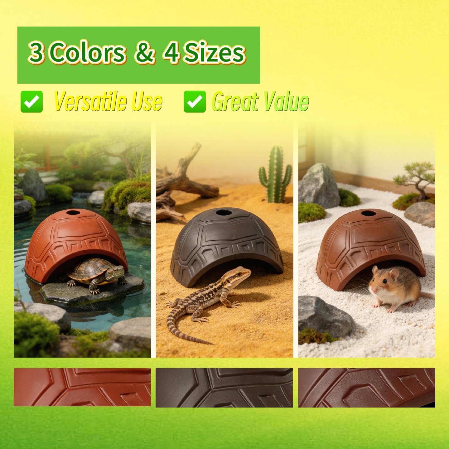 Reptile Hide Cave, Turtle Shell Ceramic Hideout, Purple, Large | Water Layer, Bearded Dragon Tank Accessories & Terrarium Decor, For Leopard Gecko, Tortoise, Turtle, Snake, Lizard