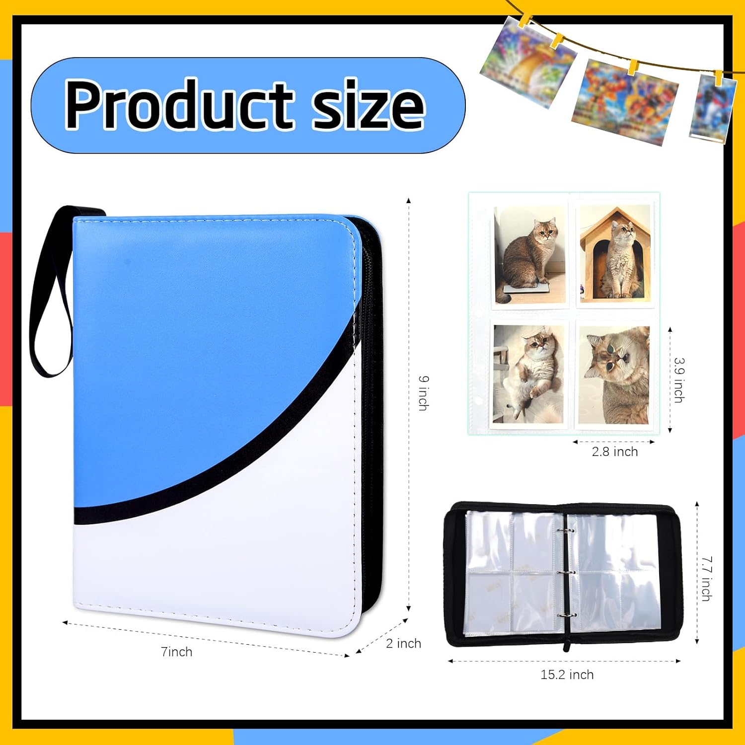 Card Collection Binder, Card Folder for TCG Sports Cards, 400 Pockets Trading Card Album with Sticker