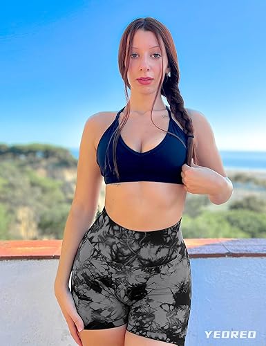 Miniatura 3 de YEOREO Pantalones cortos profesionales para mujer de 36 pulgadas pantalones cortos de entrenamiento sin costuras cintura alta contorno de gimnasio