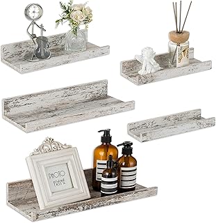 Rustic Shelves Wall-Mounted Distressed White - Farmhouse Wall Shelves 15...
