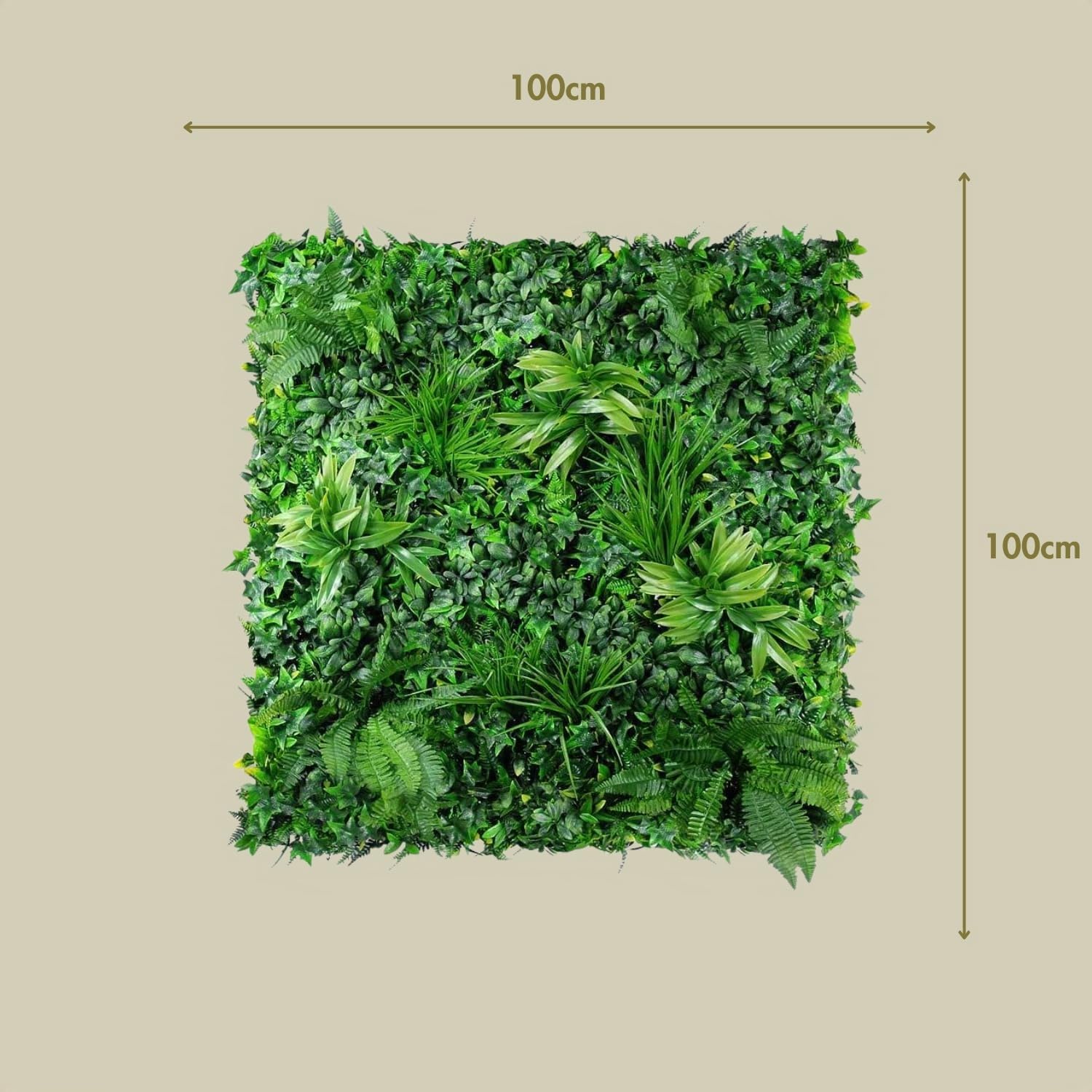 Jardín Vertical Artificial | Jardín Misterioso | Panel Vegetal Artificial 100 x 100 cm, Verde, HDPE, Garantía UV | Ideal para Paredes, Recepciones y Terrazas