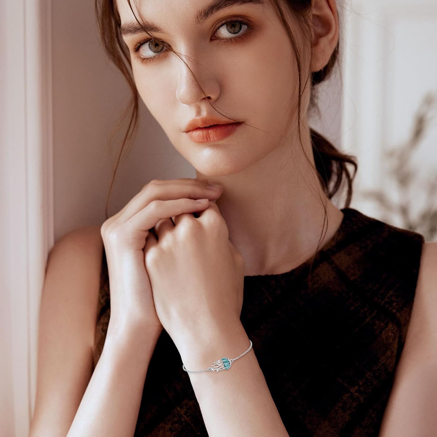 Ocean Bracelet 925 Sterling Silver Turquoise Sea Animal Link Bracelet Beach Themed Jewelry Gifts for Women - Image 4