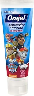 Orajel Kids Paw Patrol Anti-Cavity Fluoride Toothpaste, Natural Fruity Bubble Flavor, 4.2oz Tube