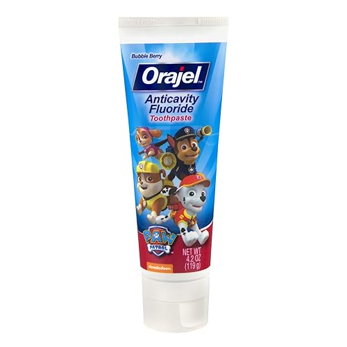 Miniatura 10 de Orajel Pasta de dientes, sabor a burbuja afrutada, fluoruro | Niños | Patrulla Canina | Anticaries | Paquete de 2 de 4.2 onzas
