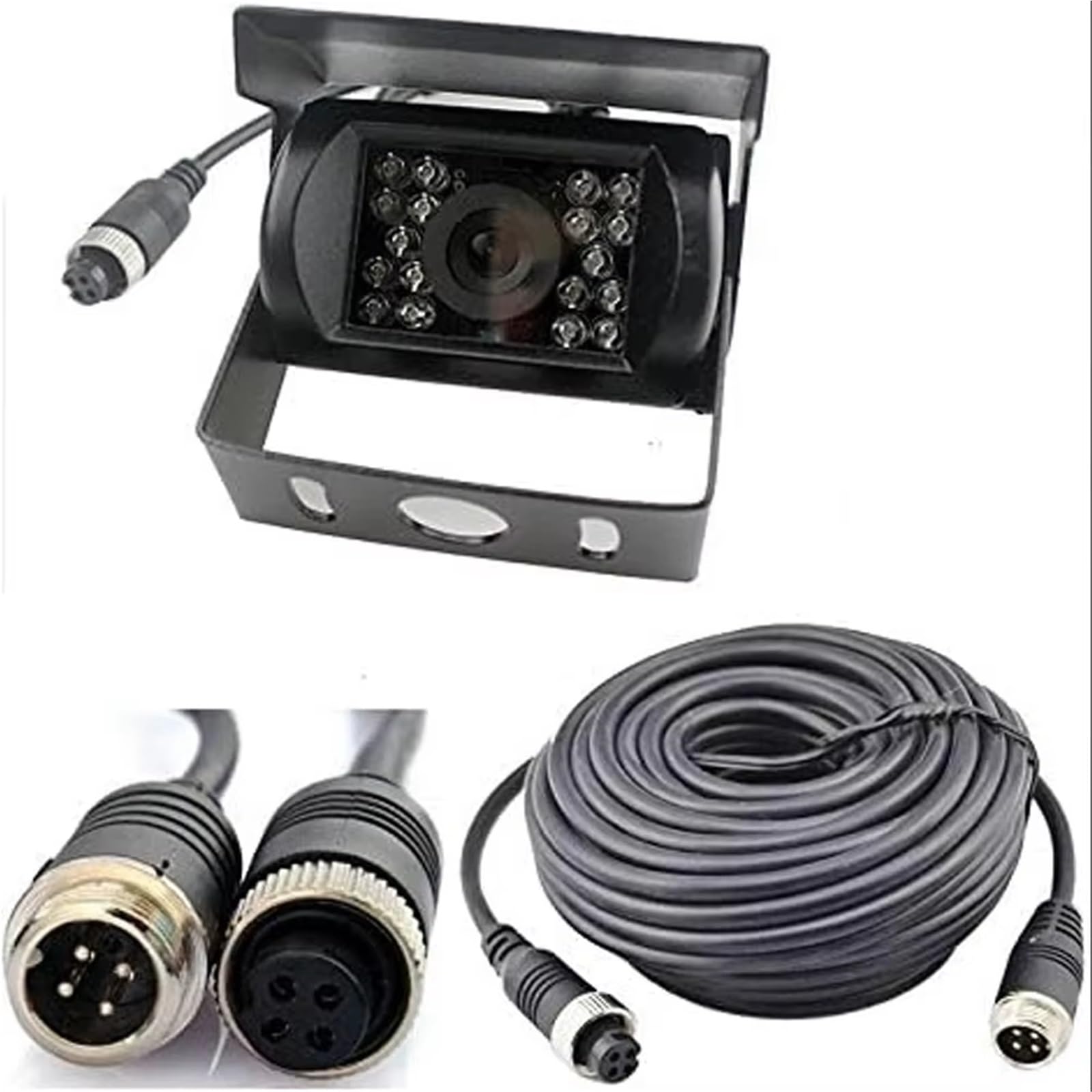 Auto Sucher 4Pin 18 IR Nacht CCD Auto Rückansicht Parkplatz Rückfahrkamera Für 12V/24V Bus LKW Parküberwachungssystem(Camera and Cable)