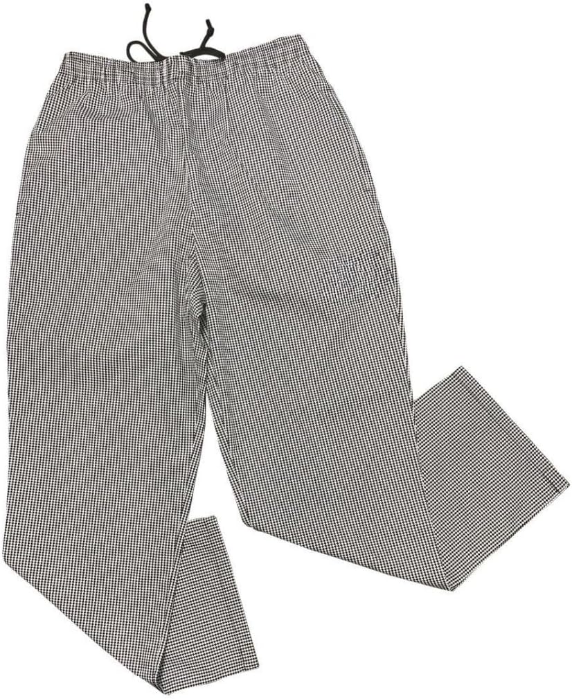 TrueCraftware- Small Size Relaxed Fit Houndstooth Chef Pants- Chef Pants Cook Bottoms Kitchen Service Pants Uniform for Food Service Culinary Professional