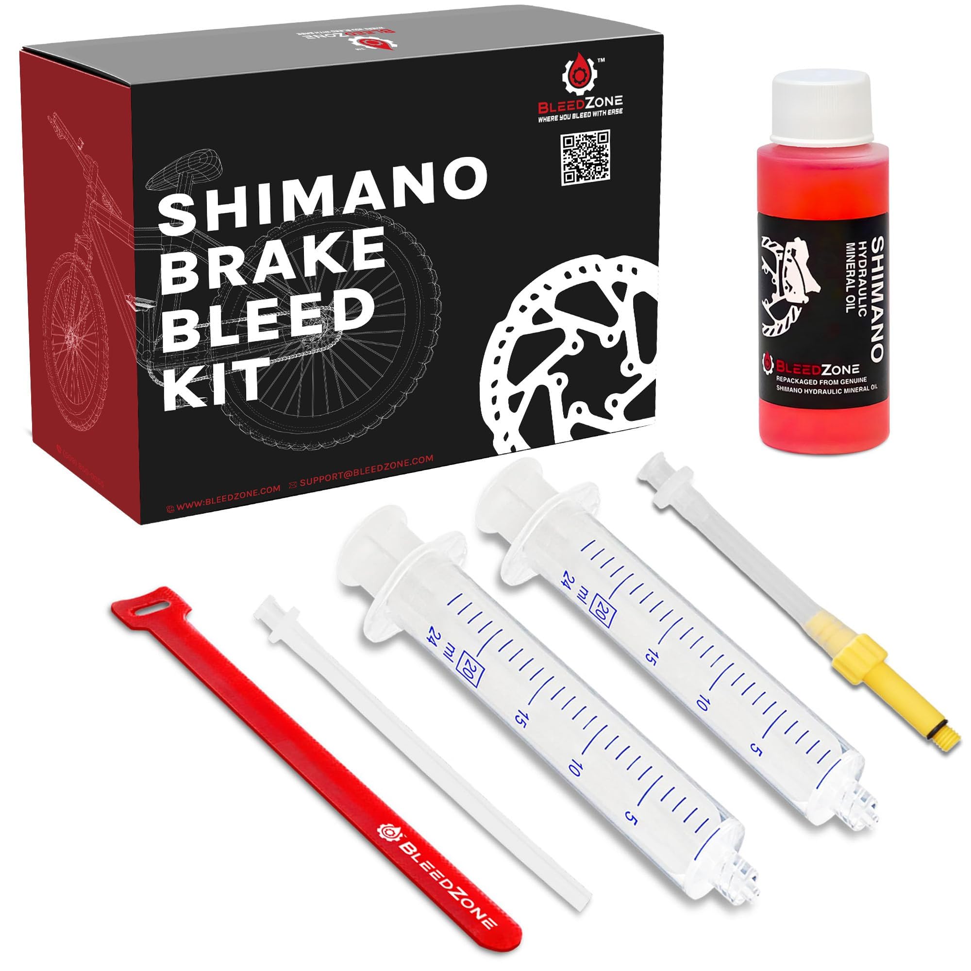 BleedZone for Shimano Brakes Bleed Kit, Bike Hydraulic Brake Kit with 60ml Mineral Oil and Syringe - Fits with Shimano Bike, Mountain Bicycle
